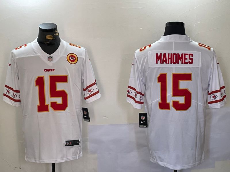 Men Kansas City Chiefs #15 Mahomes White 2024 Nike Vapor Limited NFL Jersey style 10141